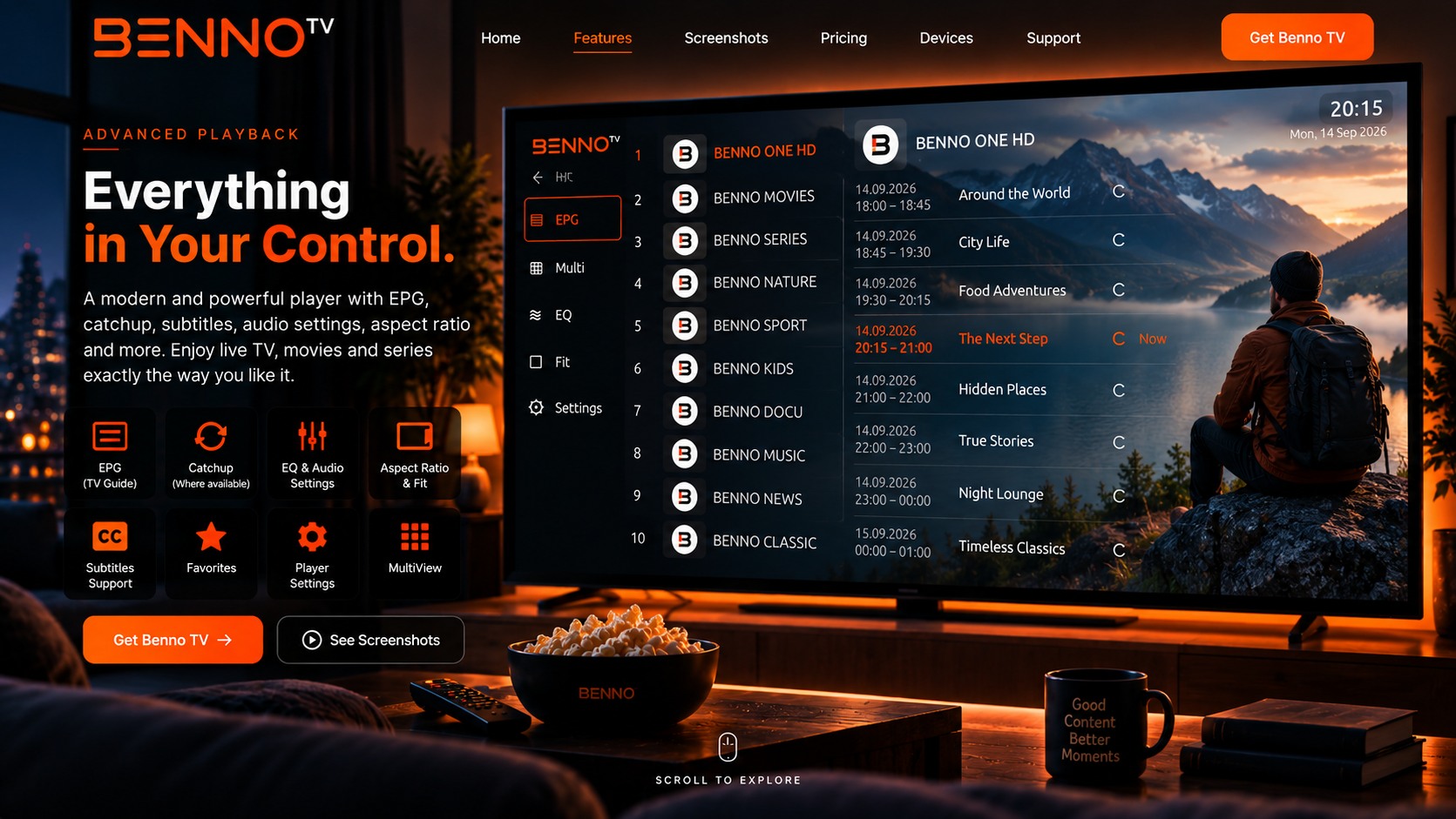 Benno TV playback controls